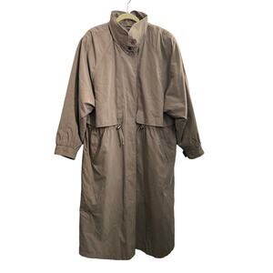 Alorna Indy Vintage Woman's Removable Lining Long Raincoat With Hood Size XL
